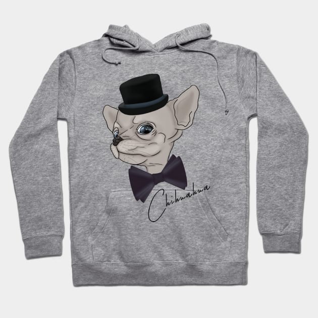 Chihuahua in a hat and bow tie Hoodie by KateQR